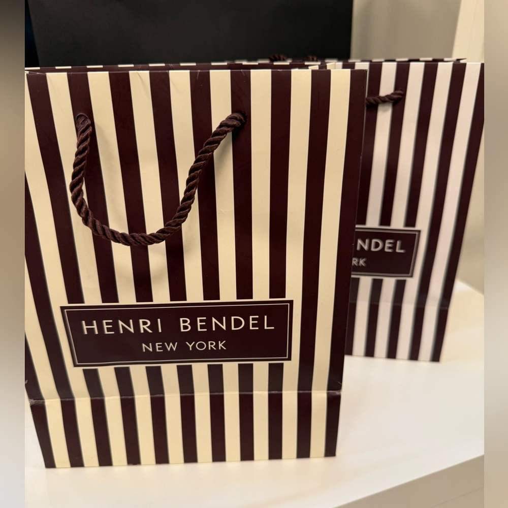 Henri Bendel Brown and Cream Striped Bag (2 bags)